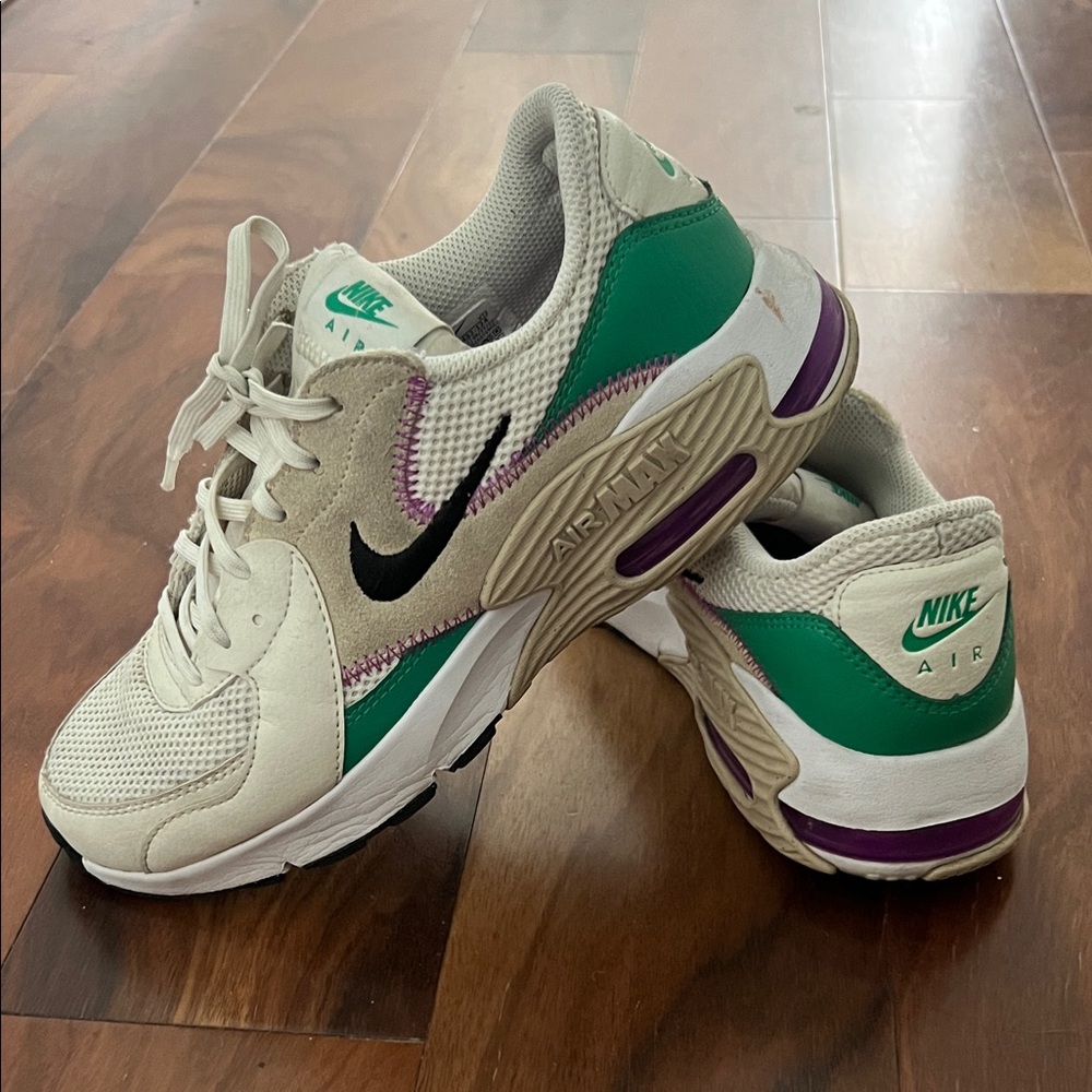 Nike Air Max Sneakers in Beige and Teal with Purple Accents